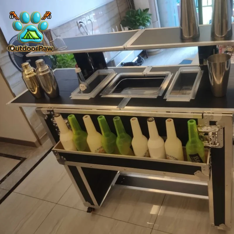 Mobile Folding Table Bar Outdoor Bar Mobile Box Storage Trolley Mobile Assembly