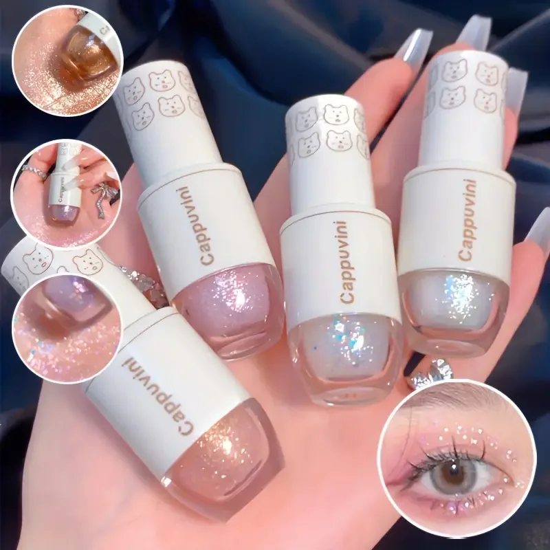 6-kleuren vloeibare oogschaduw Hoogglans glitter oogschaduw Waterdicht Langdurig Super sprankelend kristal Fijne glitter oogmake-up