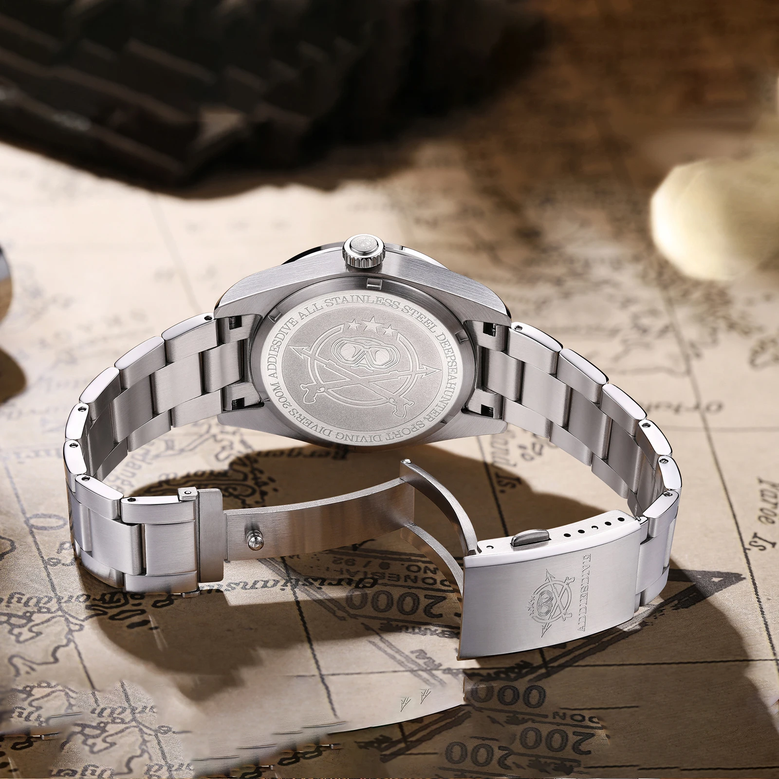 ADDIESDIVE GMT Quartz Watch Waterproof Bubble Mirror Glass Swiss Ronda 515-24H Wristwatch Super Luminous Stainless Steel Watch