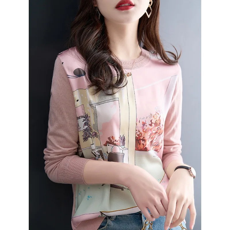 

2025 Early Spring New Fashionable Top Long-sleeved Base Sweater for Women's Thin Coat Elegant and Versatile