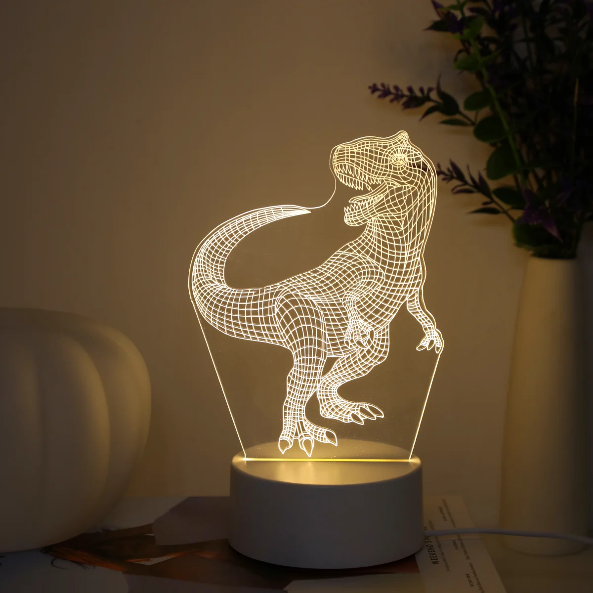 3D Dinosaur Acrylic Night Light Phantom Colorful Atmosphere Night Light Suitable for Bedroom Decoration