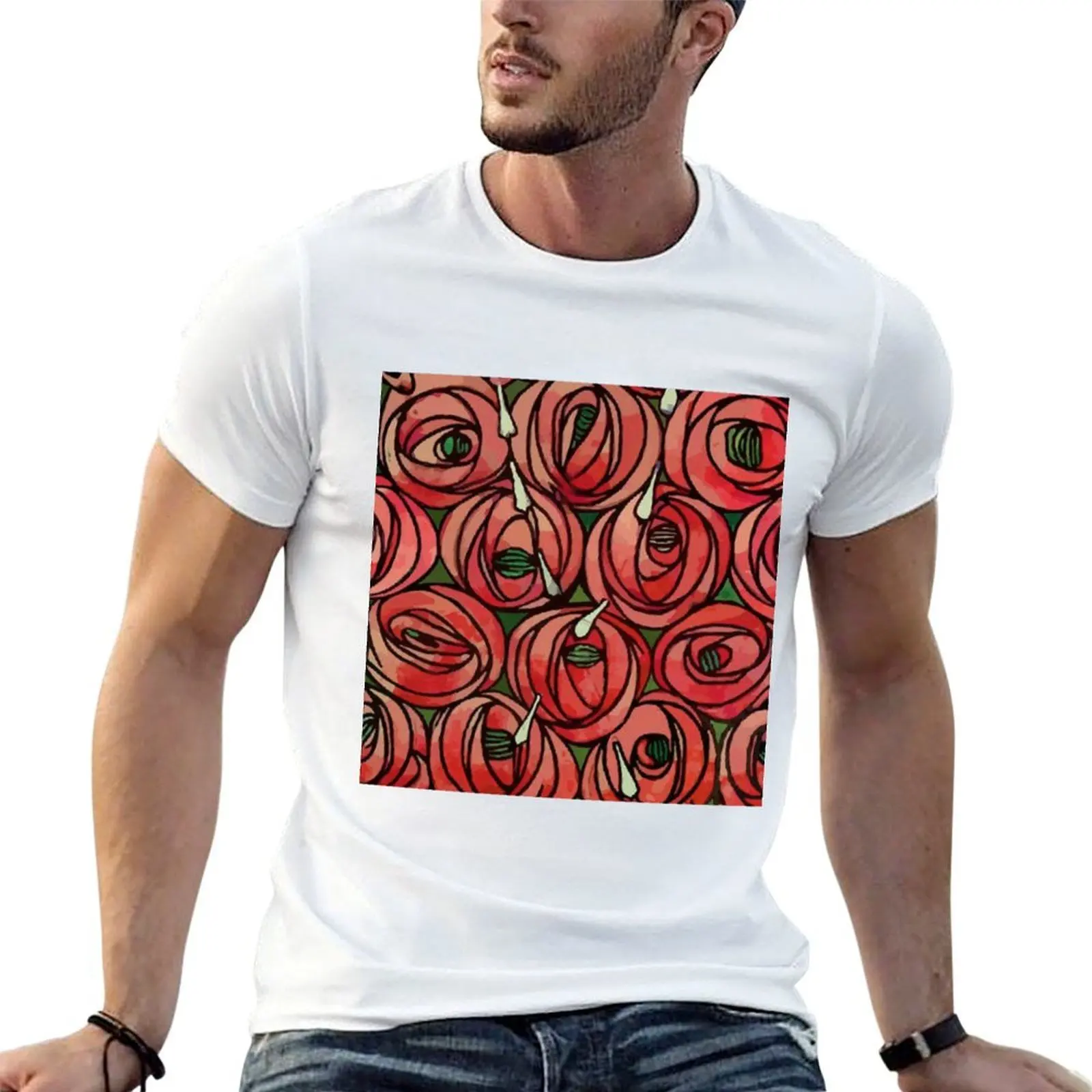 

Charles Rennie Mackintosh design T-Shirt t shirts for man graphic vintage man t shirts cotton T-Shirt