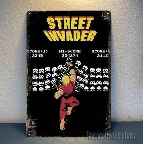 Space Invaders Retro Video Game Metal Poster - 20x30cm Sign-aluminum