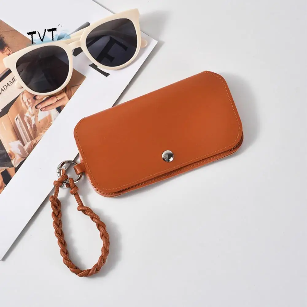 

Portable Pu Leather Glasses Bag With Lanyard Leather Weave Rope Glasses Storage Bag Korean Style Glasses Clip