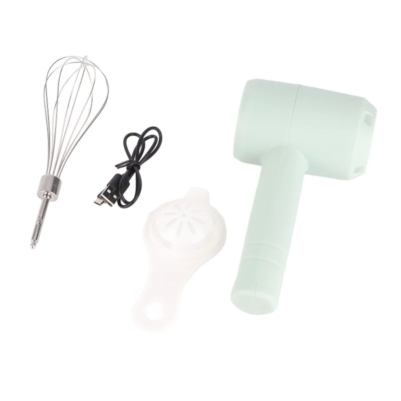 USB Rechargeable Electric Hand Mixer Automatic Portable Cordless Handheld Mixer For Baking Cake Egg Cream Light Cyan