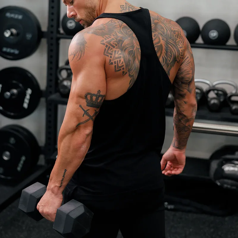 Running Vests Mens Summer Plain Y Back Bodybuilding Stringer Tank Top Gym Clothing Fitness Sleeveless Shirt Cotton Racer Singlet