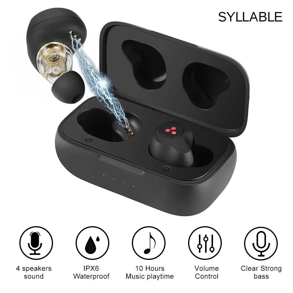 Original SYLLABLE S115 Fit for BT V5.0 bass earphones wireless headset noise reduction SYLLABLE S115 Volume control earbuds