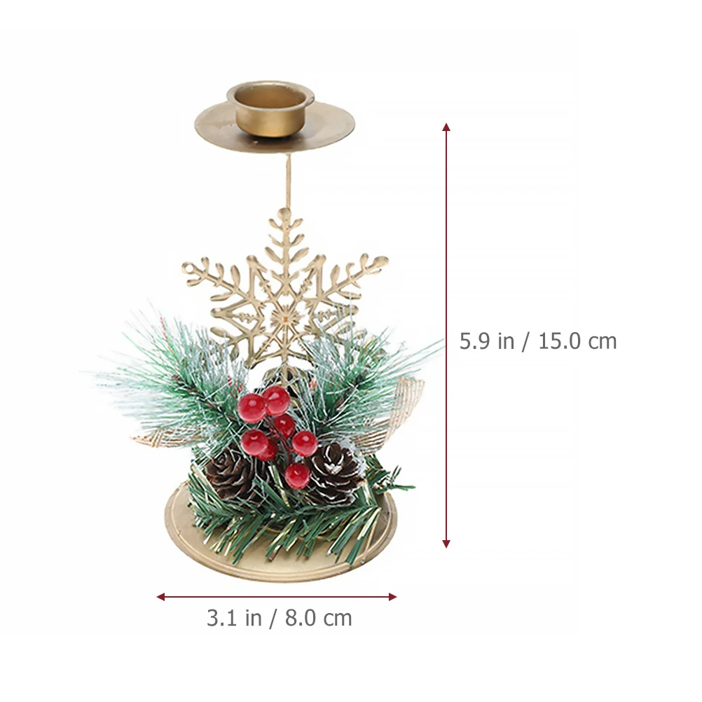 

1pc Snowflake Candlestick Iron Wood Tealight Holder Christmas Votive Centerpiece Table Decorations Safe Material