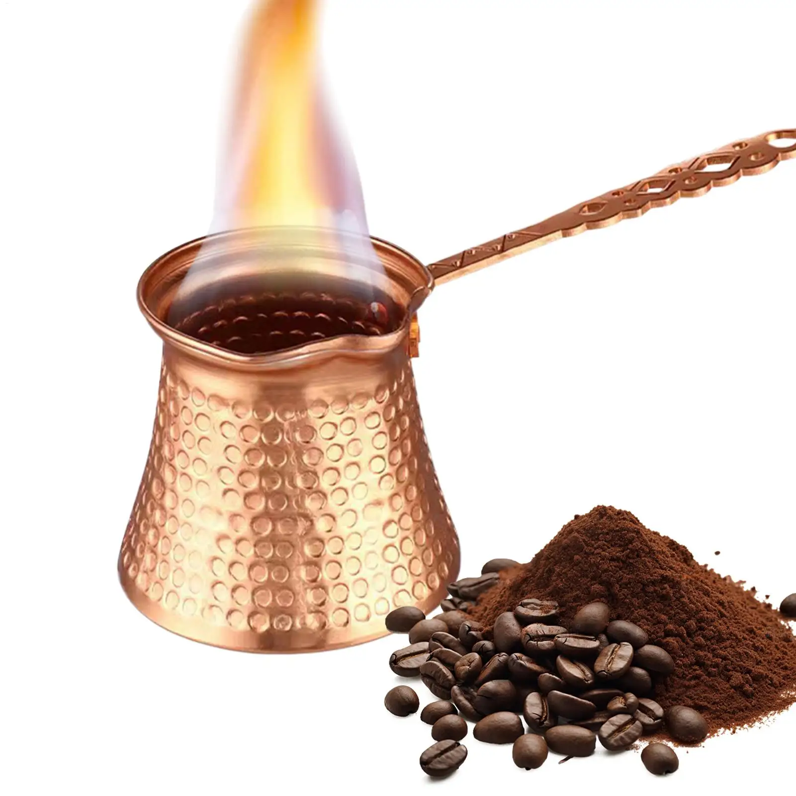 Turkish Coffee Pot Long Handle Vintage Wide Mouth Coffee Maker for Arabic Coffee Stovetop Brewing Classic Coffee Making