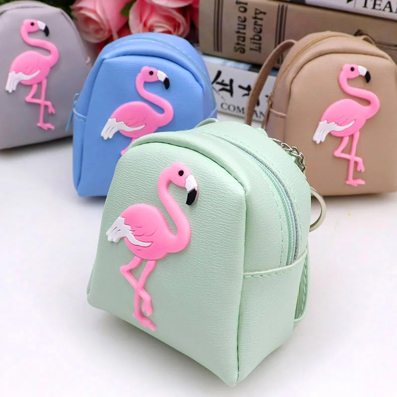 flamingo keychain Bag Shaped Keychain Coin Purse Zipper Small Wallet Keychain Handbag Purse Pendant Jewelry