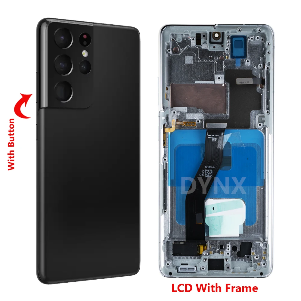 100% Super OLED Display For Samsung Galaxy S21 Ultra SM-G998F/DS G998B G998U LCD With Frame Touch Screen Digitizer Assembly