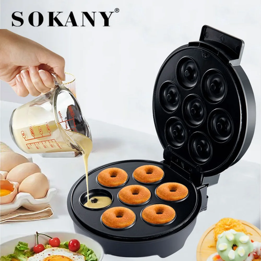 1000W Mini Donuts Machine Cake Maker Elektryczny 220V Automatyczny 7 otworów Nieprzywierająca patelnia do gotowania Grill Dla dzieci Deser Kitchen