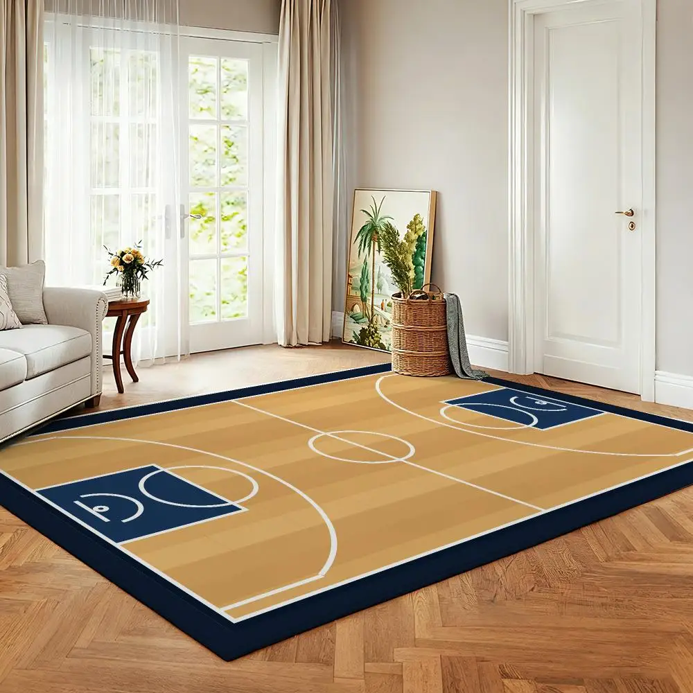 Basketball Home Court Retro Sports Graphic Design Floor Mat Soft Flannel Non Slip Absorbent Entryway Bathroom Bedroom Garage