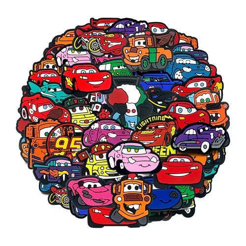 Imagen 1 del producto Disney Cars Lightning McQueen dibujos animados 9-100 Uds. Mezcla de adornos para zapatos decoración de PVC de alta calidad desmontable impermeable para regalos de fiesta