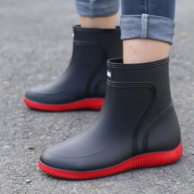 DurableWaterproof Shoes Rain Shoes Fashion Short Tube Thickened Warm Rubber Shoes Work Non-slip Fishing Kitchen Rain Boots