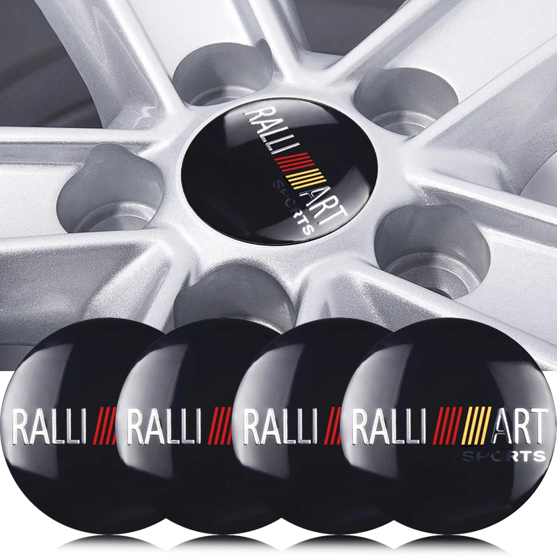 4 piezas de pegatinas decorativas para tapas de rueda de coche de 56 mm para Mitsubishi 9 Ralliart EX ASX L200 Colt Outlander Pajero Lancer Eclipse