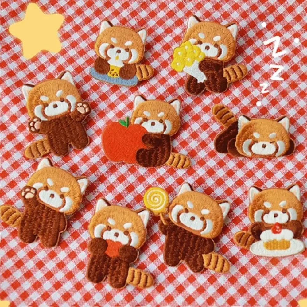 Cute Raccoon Patch Girls Bag Dress Embroideried Patches Small Glue Sticker Kid Clothes Hairclip Designer Costura Sewing Supplies