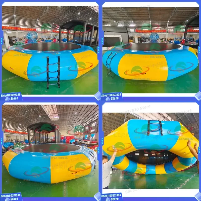Popular 5m 6m Inflatable Floating Trampoline Family Inflatable Water Park Inflatable Water Trampoline with Slide