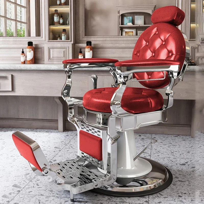 Nordic Retro Luxury Cheap Barber Chairs Hair Dressing Chair Backrest Red Salon Professional Hairdressing Cadeira Furniture