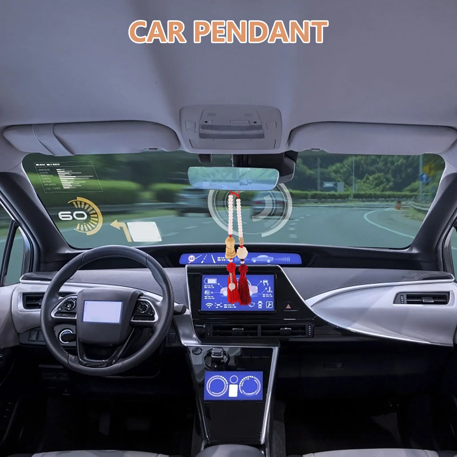 

Lotus Woven Car Pendant Buddha Hanging Charm Rearview Mirror Car Ornament Automotive Interior Decoration Rear View Mirror Charm