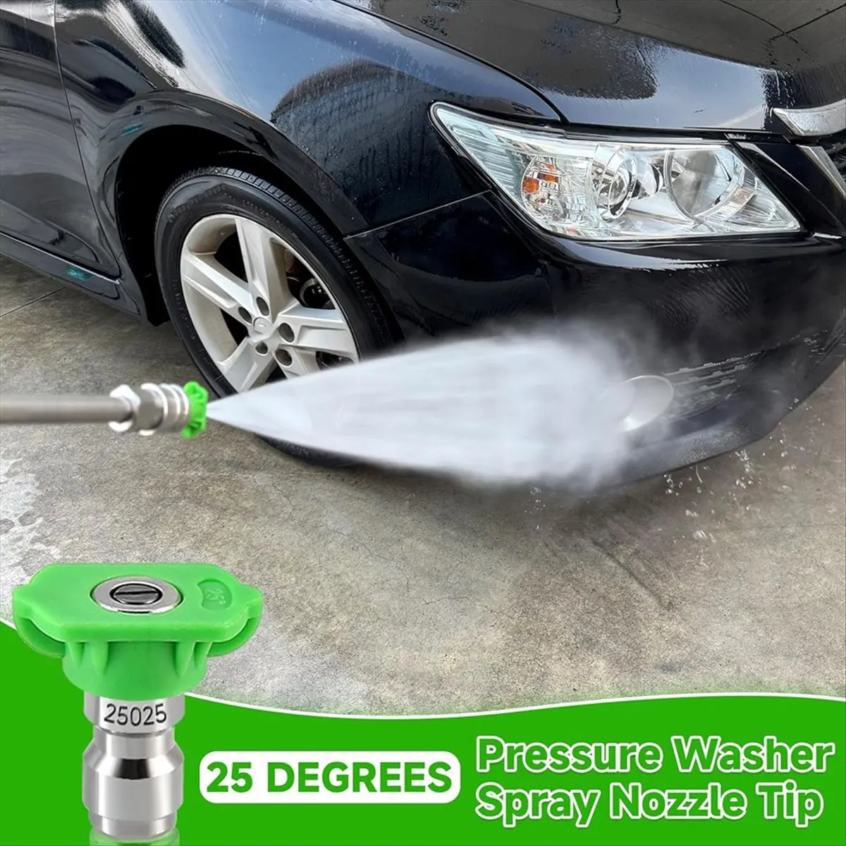 New Pressure Washer Tips, 25 Degree Green Power Washer Nozzle Tips 7 Pack with Nozzle Holder, 1/4 Inch Quick Connect