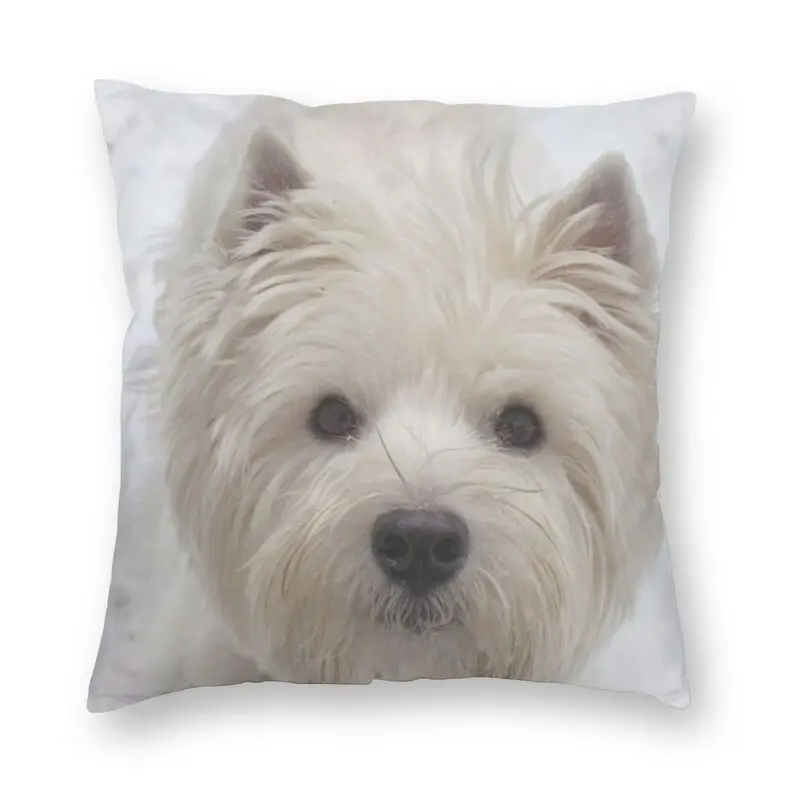 Cute Westie Dog Cushion Covers Sofa Home Decorative West Highland White Terrier Puppy Square Throw Pillow Cover 45x45cm