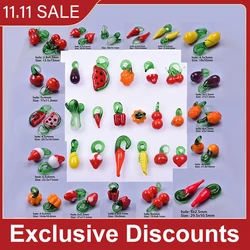 17pcs/Lot Glass New Vegetables Fruits Chili Peppers Watermelons Cabbage Charm Pendant 3D Handmade Glass Diy Necklace Accessories