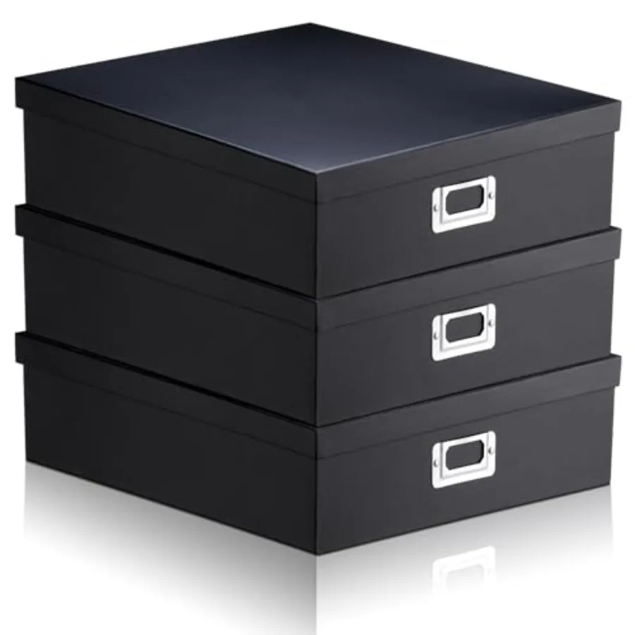 

3 Pcs Jumbo Scrapbook Storage Box 14.75 x 13 x 3.75 Inch Photo Keepsake Storage Cases Document Photo Organizer Letter with Lid
