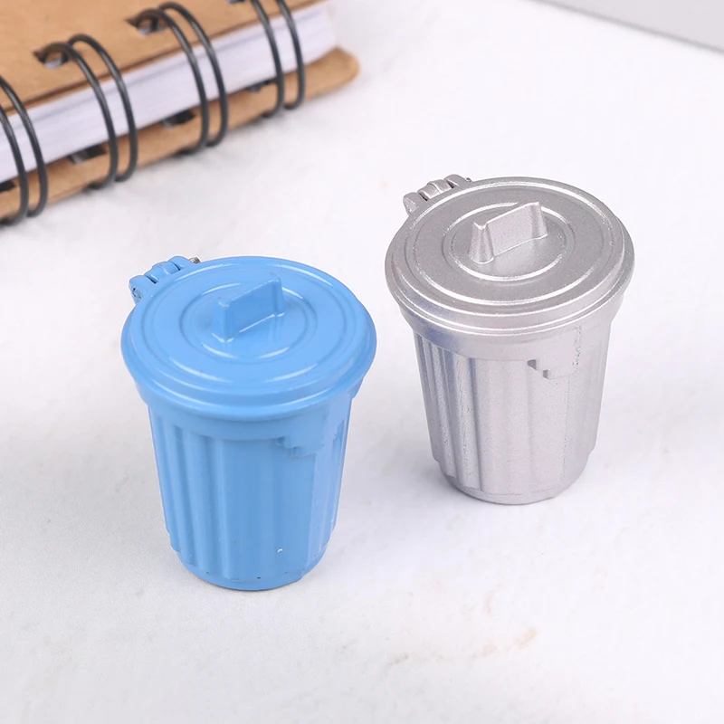 Dollhouse Mini Wooden Trash Can Dustbin Mini Waste Bin Doll House Miniature Toy Model Scene Decoration Accessories