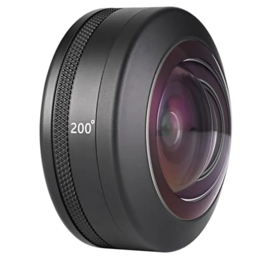 Lente Ojo de Pez de 8mm, Vidrio Óptico III, Compatible con iPhone, Carcasas con Montura Kase M17 para Fotografía en Negro con Perspectiva Gran Angular