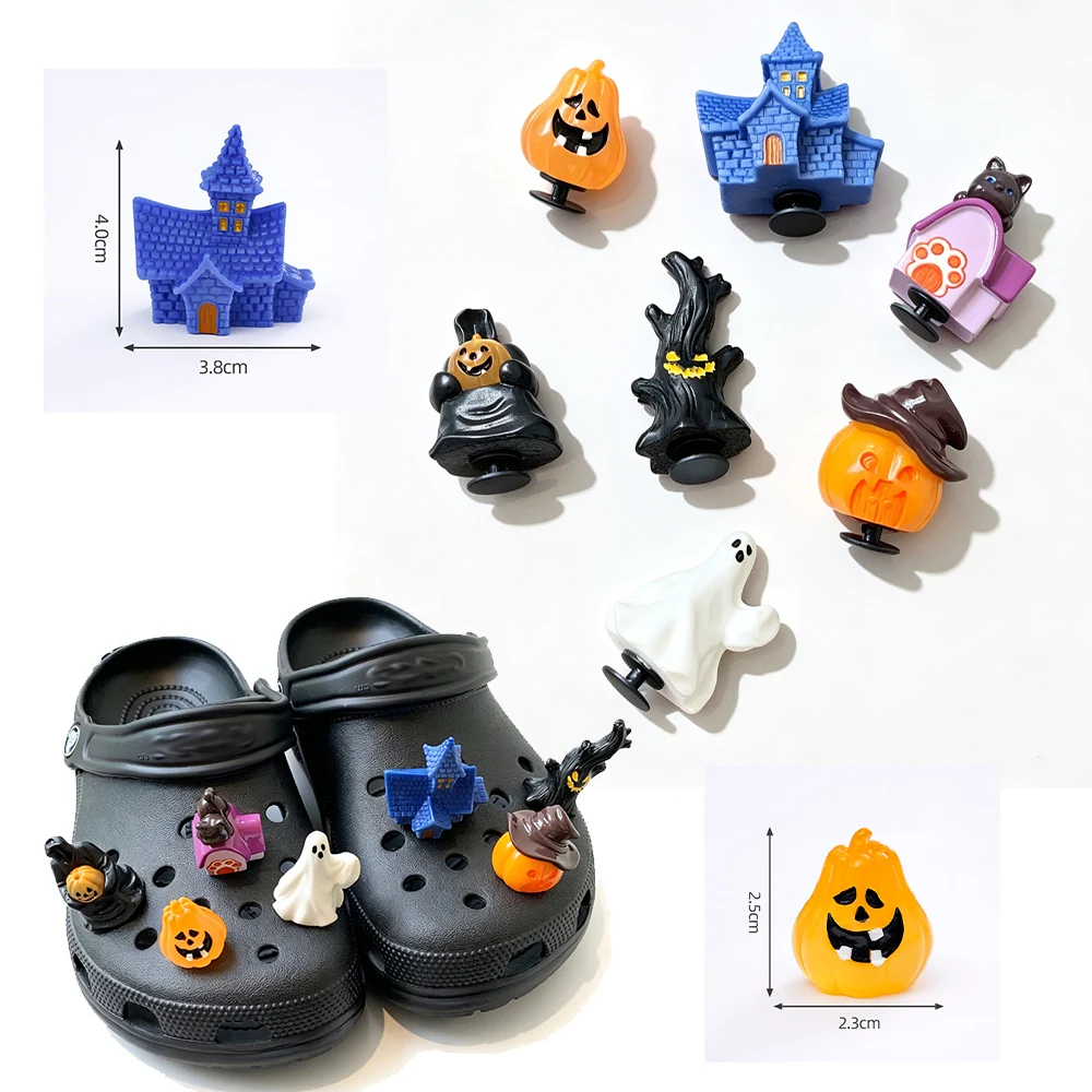 3D Halloween Magical Thriller PVC Shoes Charm Alligator Charm Accessories Fit Bracelet Boys Girl Christmas party gifts