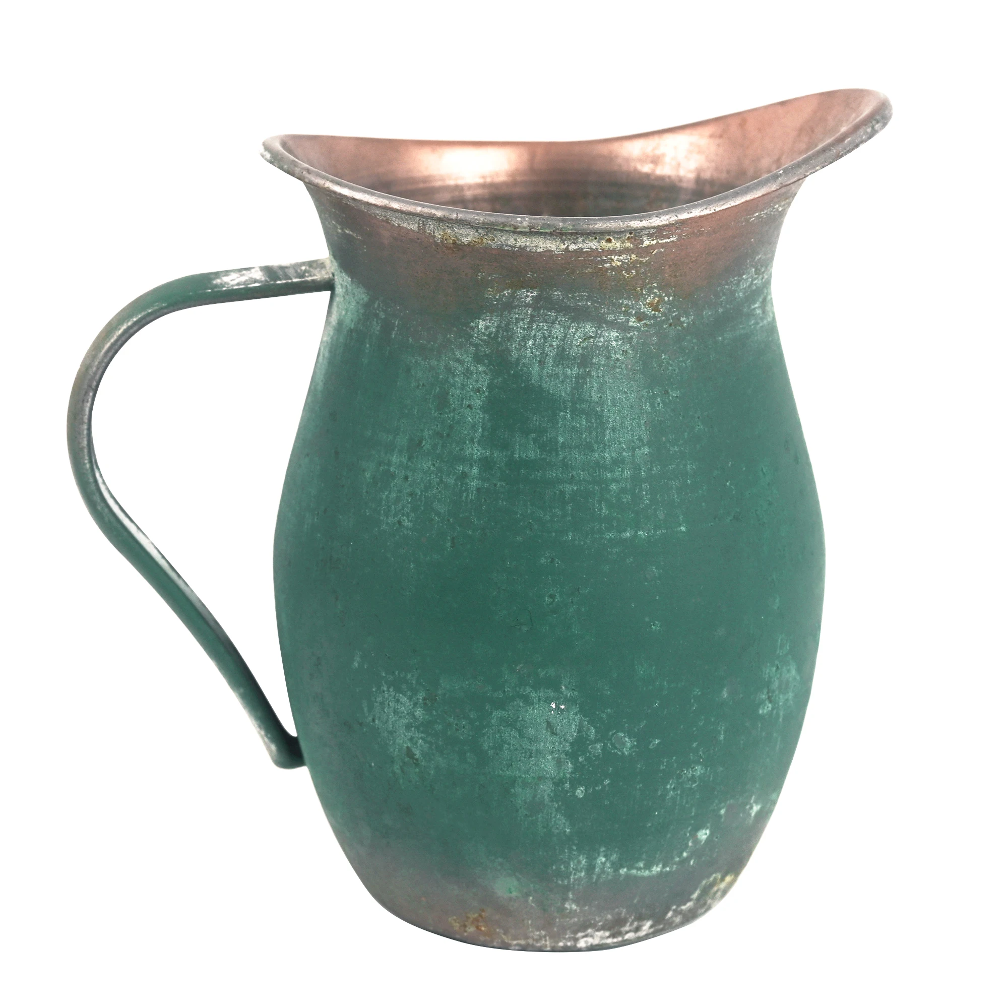 Vintage-Blumenvase aus Metall, kleine Vasen für Blumen, dekorative Vintage-Blumenvase, rustikale Metallvase für Küchendekorationen