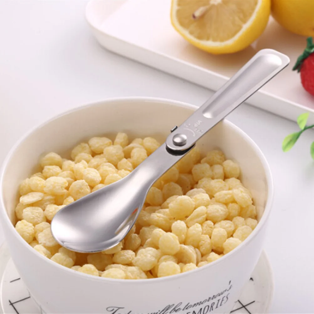 

2Pcs Portable Foldable Stainless Steel Spoon Travel Cutlery for Camping Hiking Outdoor Use Stainless Steel Foldable Spoon