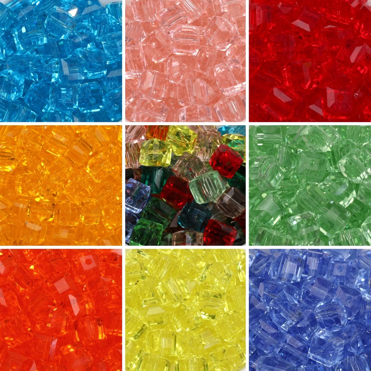 20 stücke Glas Kristall Bunte Transparente Quadratische Perlen 6/8mm Cube Lose Spacer Perlen Für Armbänder DIY Schmuck machen Materialien