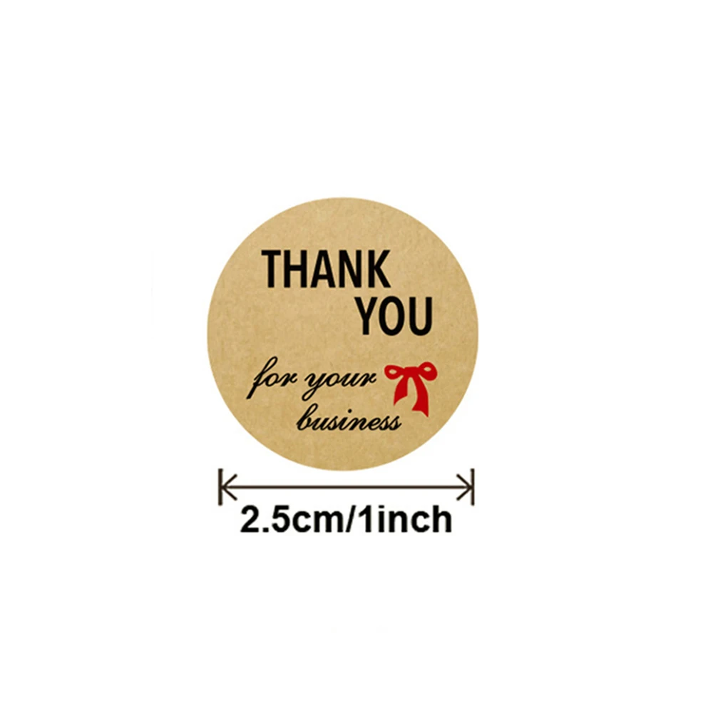 100-500pcs Thank You Kraft Paper Sticker Thank You For Your Business Stickers With Bow Knot Cat Thanks Holiday Gift Decor Labels