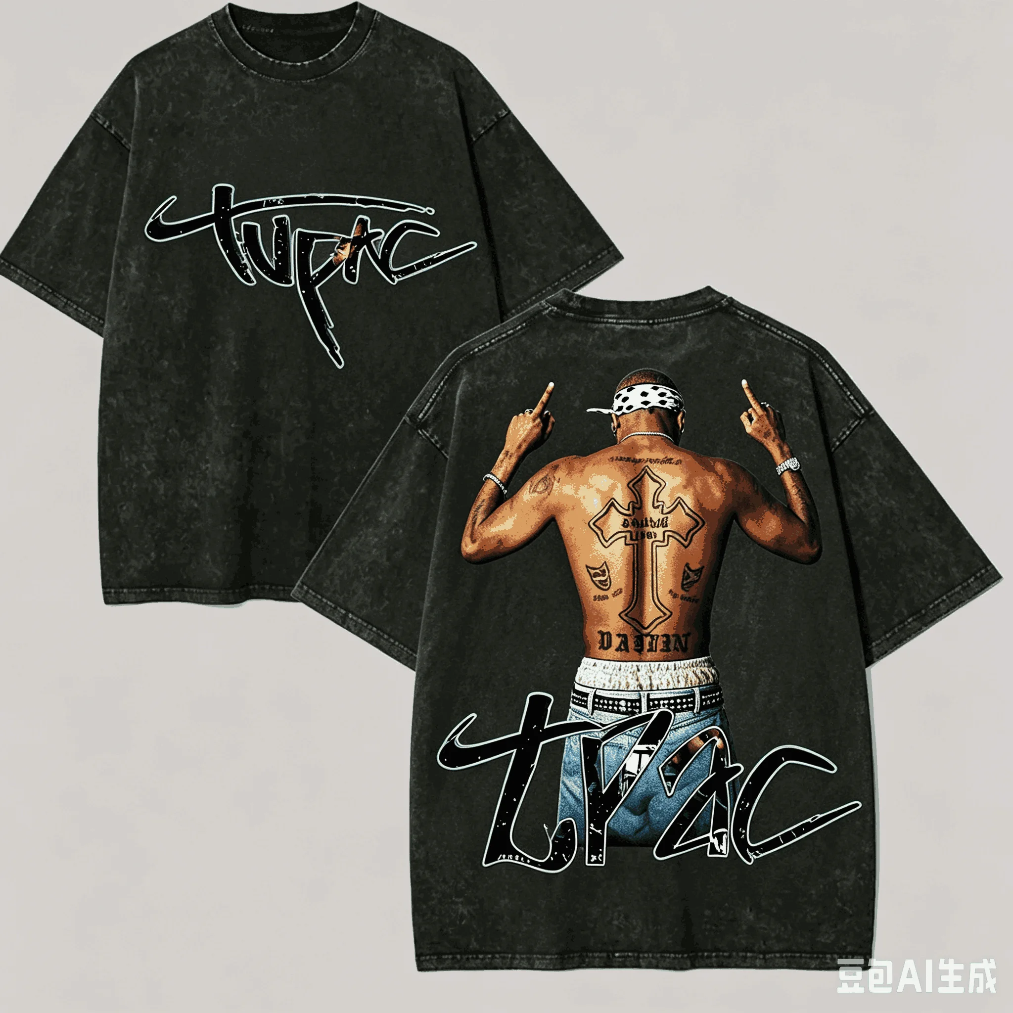 Tupac Shakur for Fan Gift Washed T-shirt Men Women Harajuku Oversized Unisex Short Sleeve Streetwear high quality Couples soft