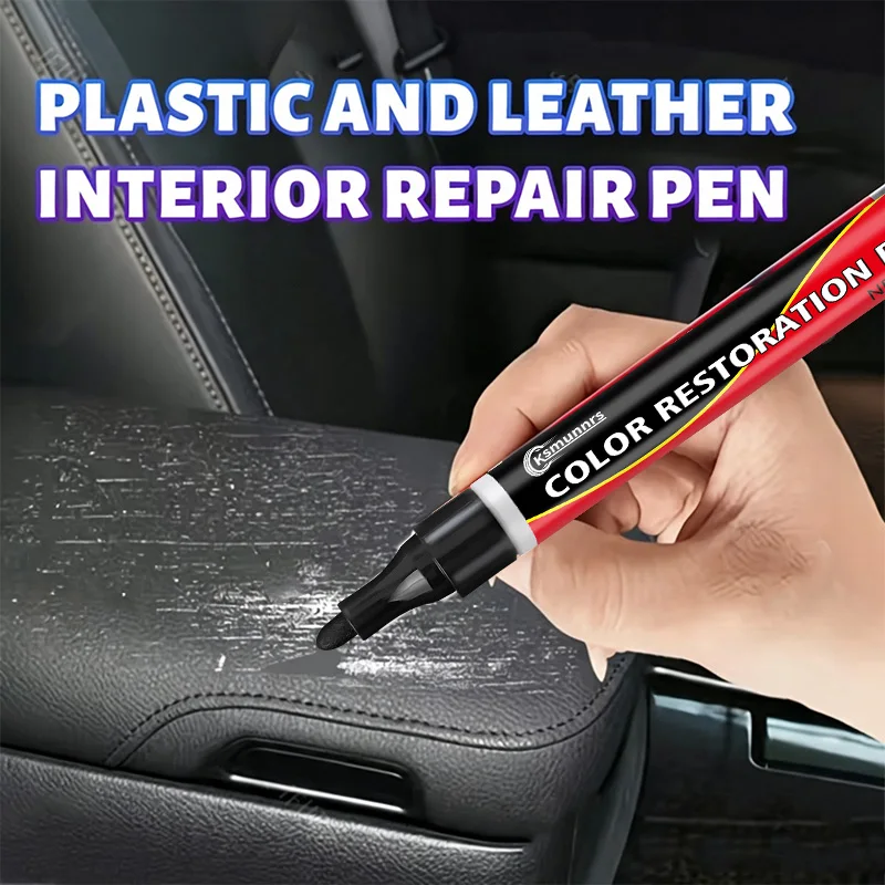 Car Touch-Up Pen, Professional Grade Car Interior Paint Pen - Black Plastic Scratch Repair Pen, Suitable for Steering Wheel