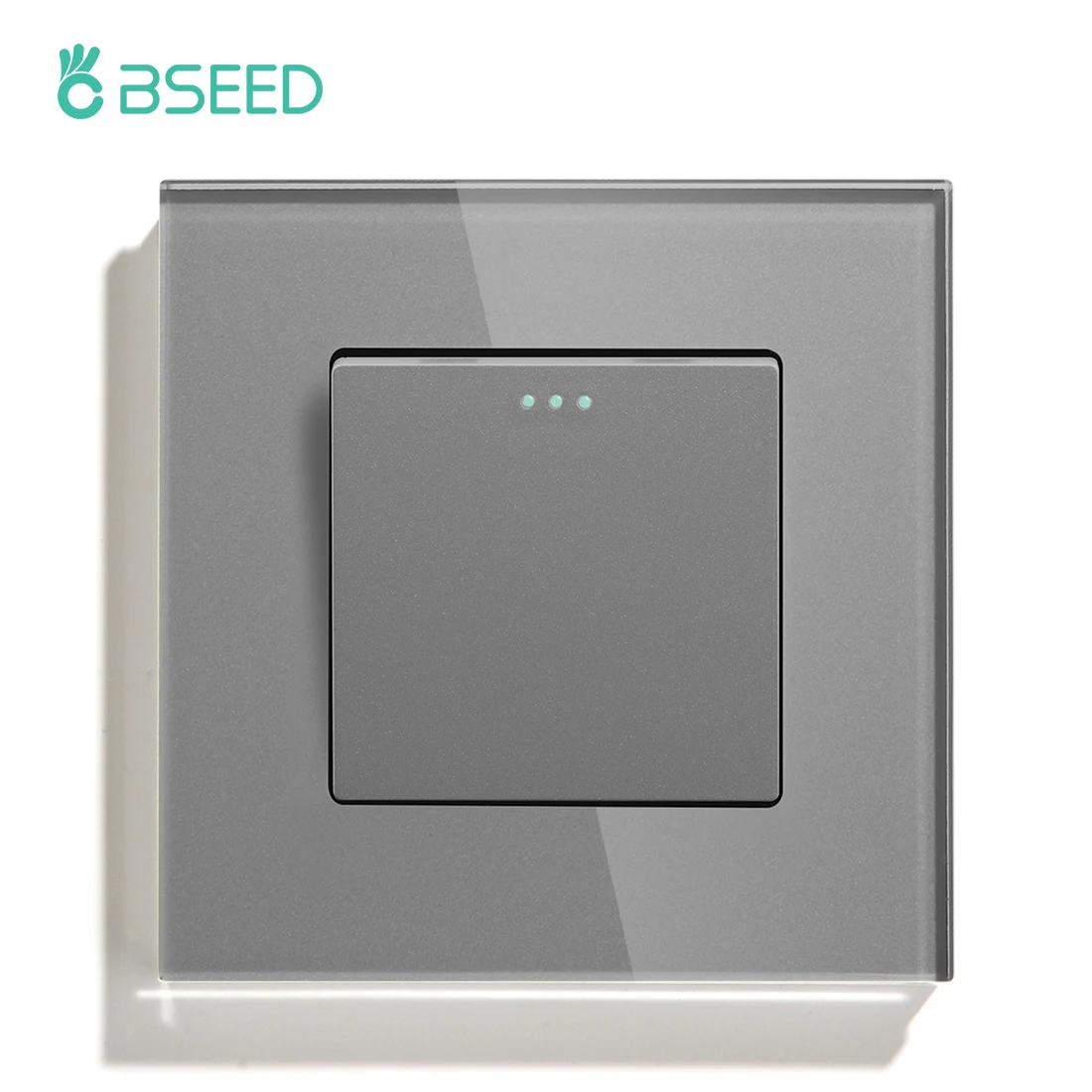BSEED Mechanischer Wandleuchten-Druckschalter, 1/2 Gang, 1-Wege, automatische Rückprallschalter, Knopf mit Glasrahmen, 250 V