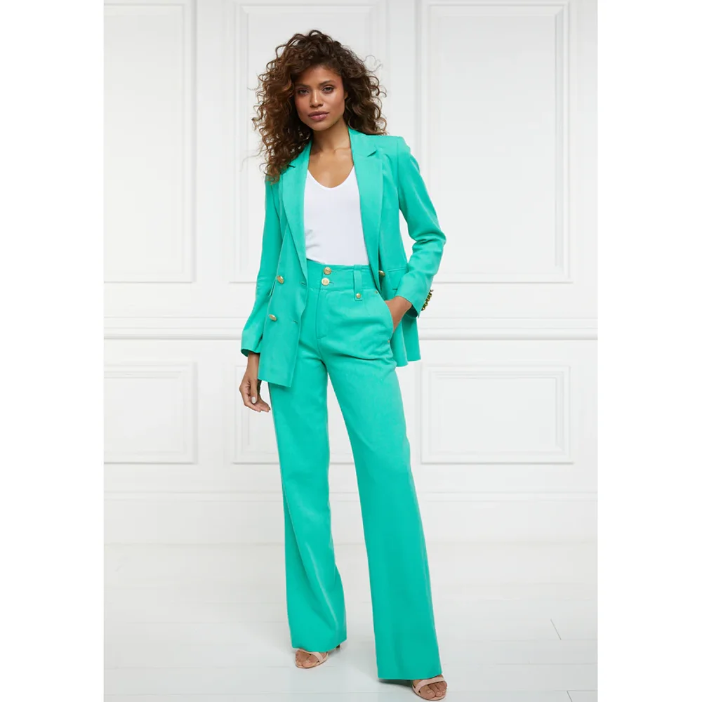 

Bright Color Double Breasted Women Pants Suit 2 Pieces Blazer Trousers Custom Made Set Formal Evening Party Dress