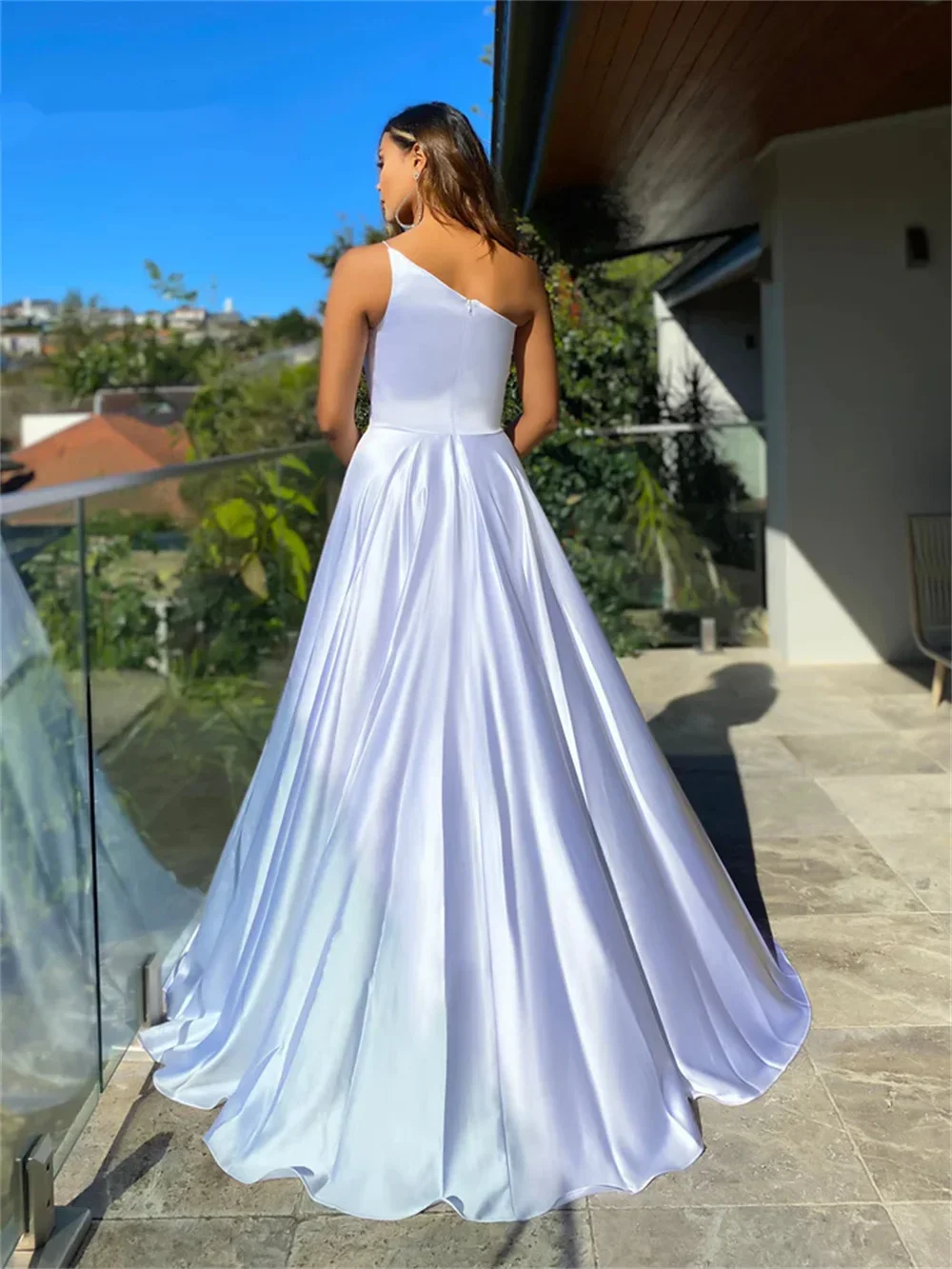 Flavinke Simple One Shoulder A-line Wedding Dresses 2024 Floor-length One shoulder Dress For Bride Beach Vestidos De Novia