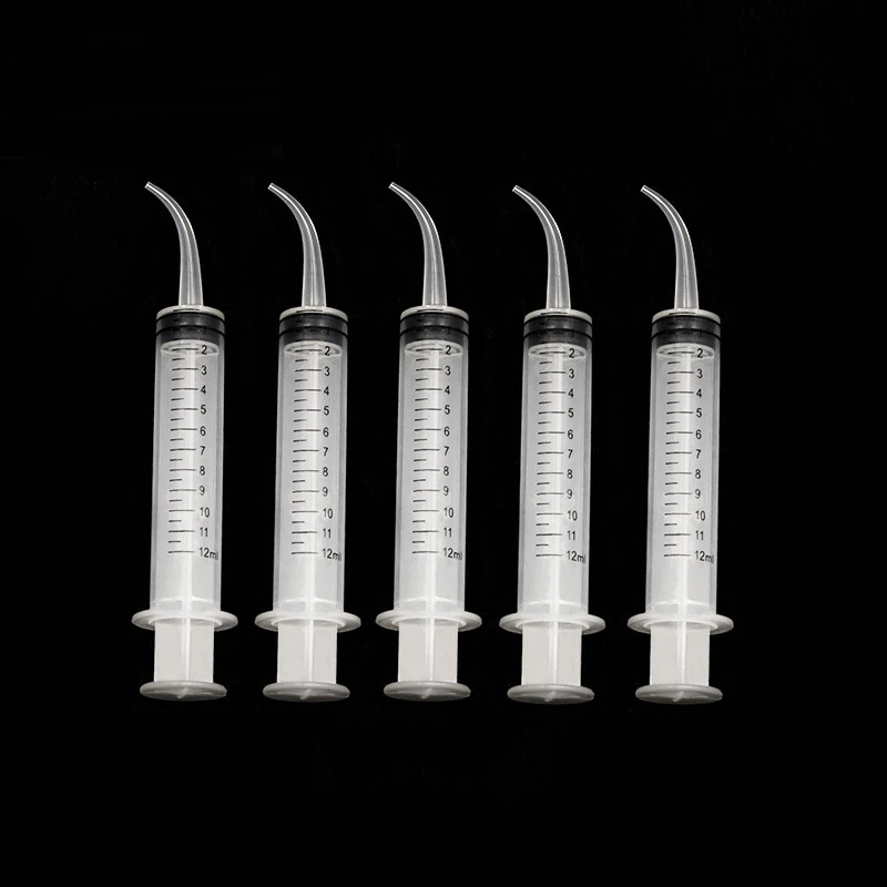 20Pcs 12ML Disposable Dental Irrigation Syringe With Curved Tip Teeth Whitening Cleaning Injector Oral Hygiene Care Tools