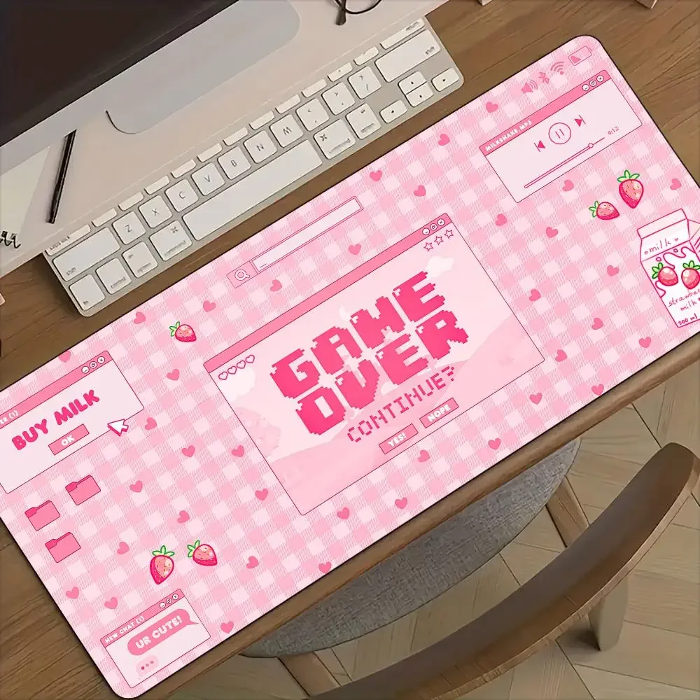 CIFBUY Pink Kawaii E-sports Gaming Mouse Pad Stitched Edge Non-Slip Rubber Base Home Office Laptop Decor