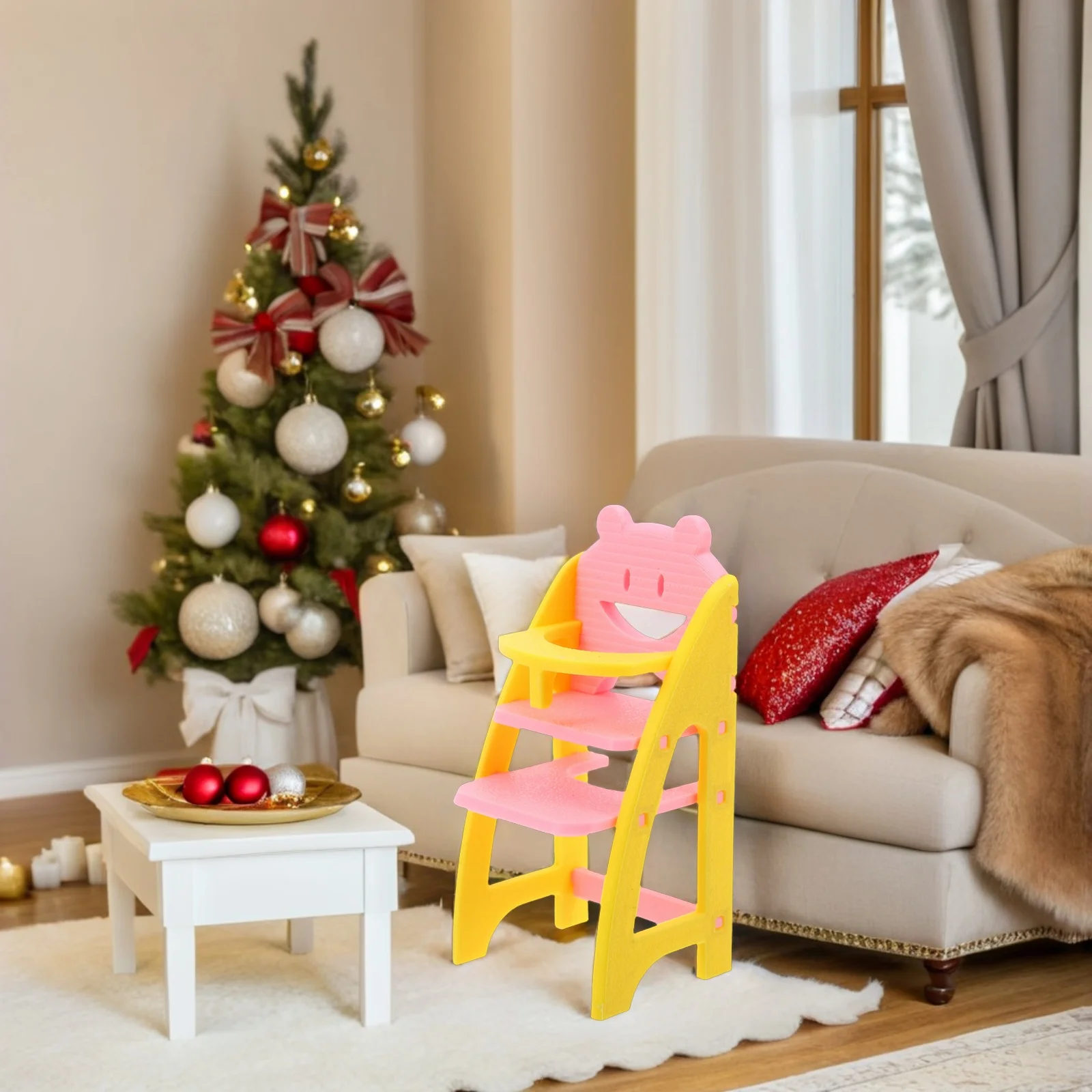 كرسي مرتفع للأطفال باللون الأزرق المصغر بمقياس 1 12 كرسي للرضع ملحقات أثاث بيت الدمى كرسي مرتفع