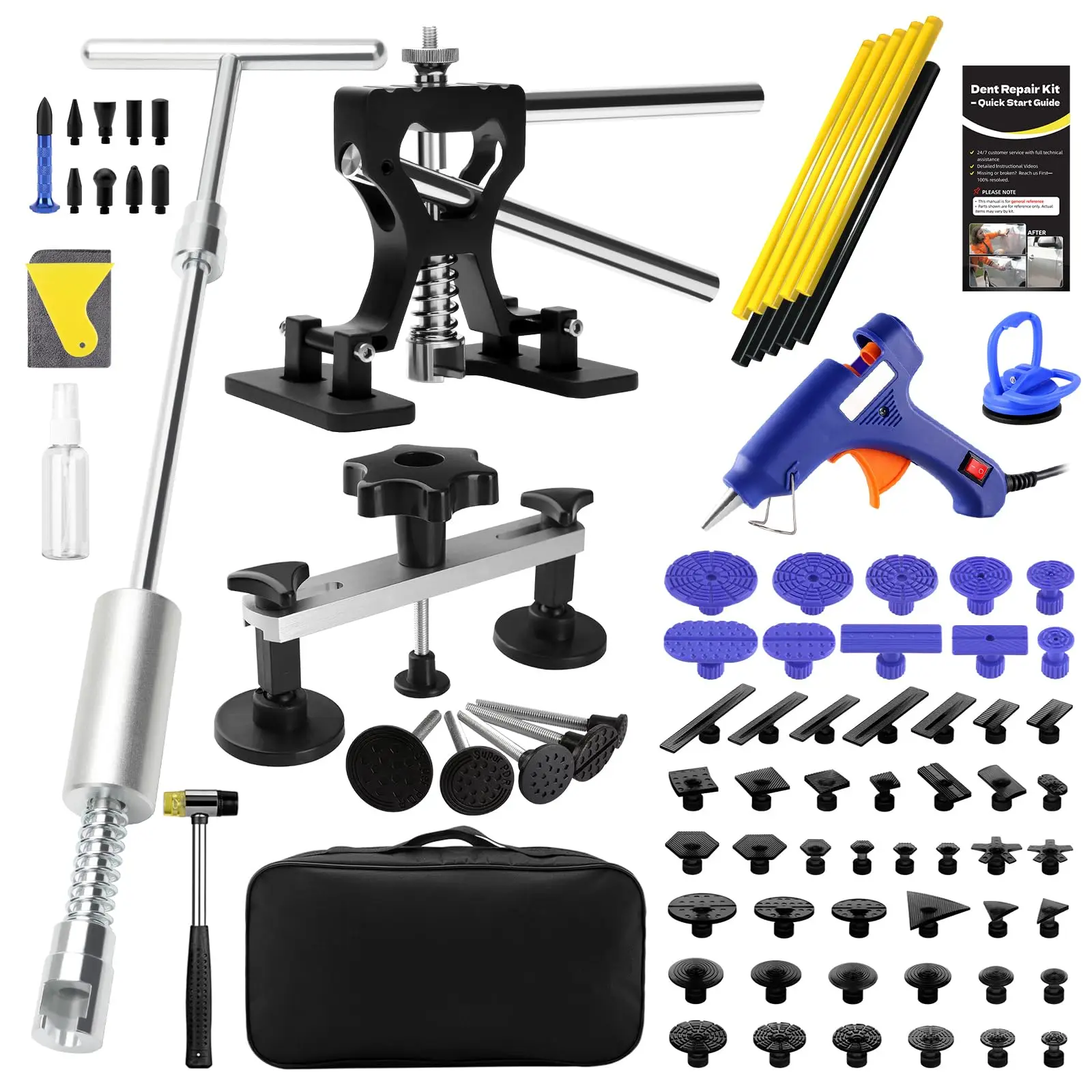 

139-Piece Professional Paintless Dent Repair Tool Set With Bridge Puller, T-Handle Slide Hammer, Metal Lifter, And Assorted
