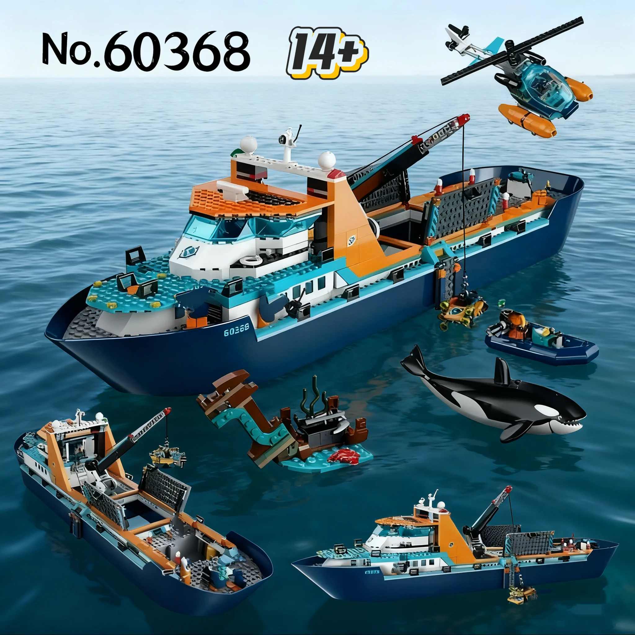 815 pièces jouet chaud navire d'exploration en haute mer recherche marine 60368 navire de recherche arctique bloc de construction jouet anniversaire cadeau de noël