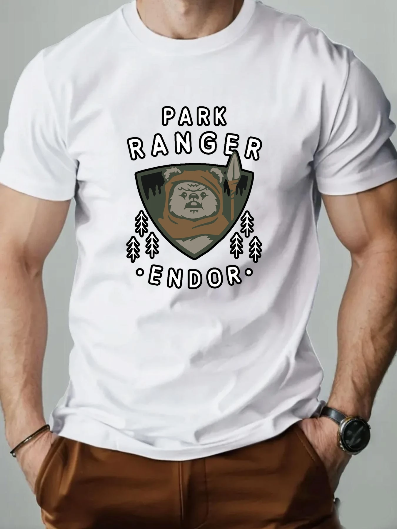 

Men T-Shirt 100% Cotton Bear Cartoon Pattern Print Summer Round Neck Breathable Casual Short Sleeve Fashion T Shirt
