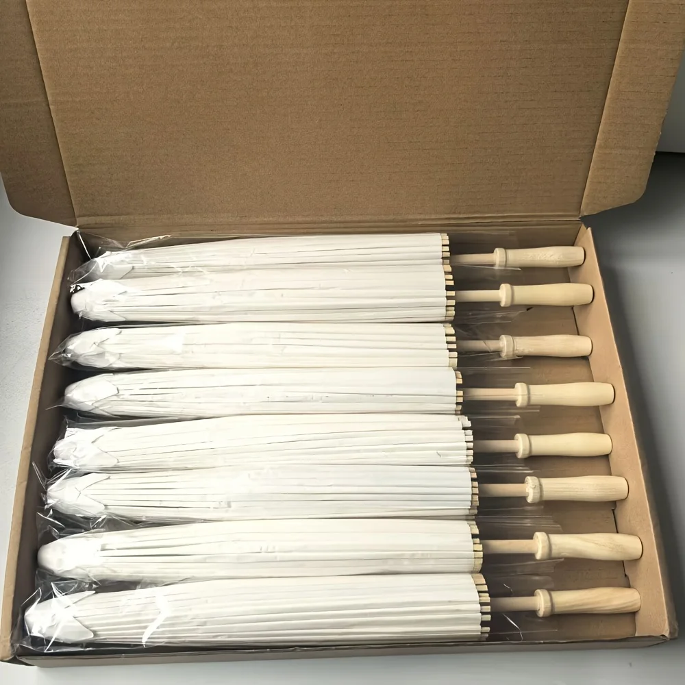 

Box of 8 60cm/24-inch White and Colorful Party, Wedding, and Home Decor Paper Umbrellas