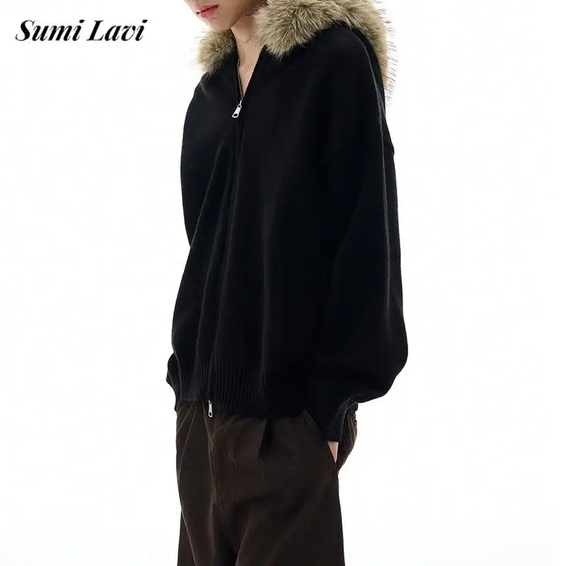 

Повседневные мужские пушистые пальто с капюшоном, осень-зима, теплые модные вязаные кардиганы, винтажная мужская однотонная верхняя одежда на молнии