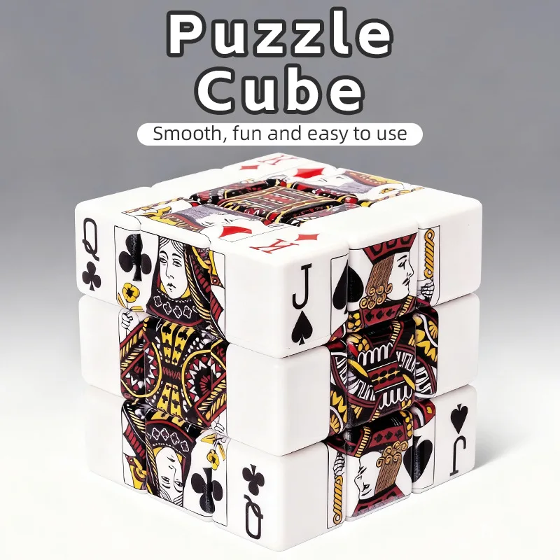 3D UV Printed Poker K Q J 3x3x3 Magic Cube Beginners Three-order Puzzle Magic Cube Professional Smooth Speed Game Kids Toy Gift
