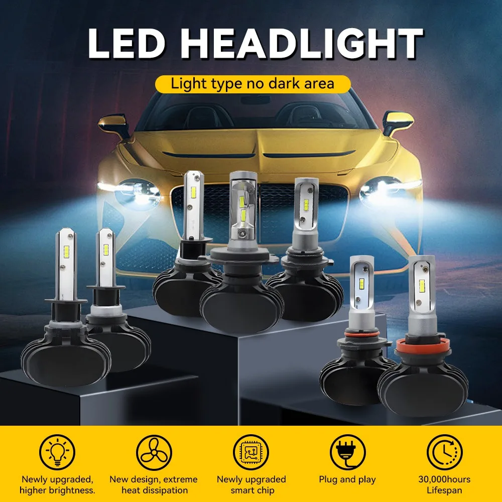 H1 H3 H8 H11 HB3 HB4 LED Headlight Bulbs 12V 40W 6000K Energy Saving Car Bulbs